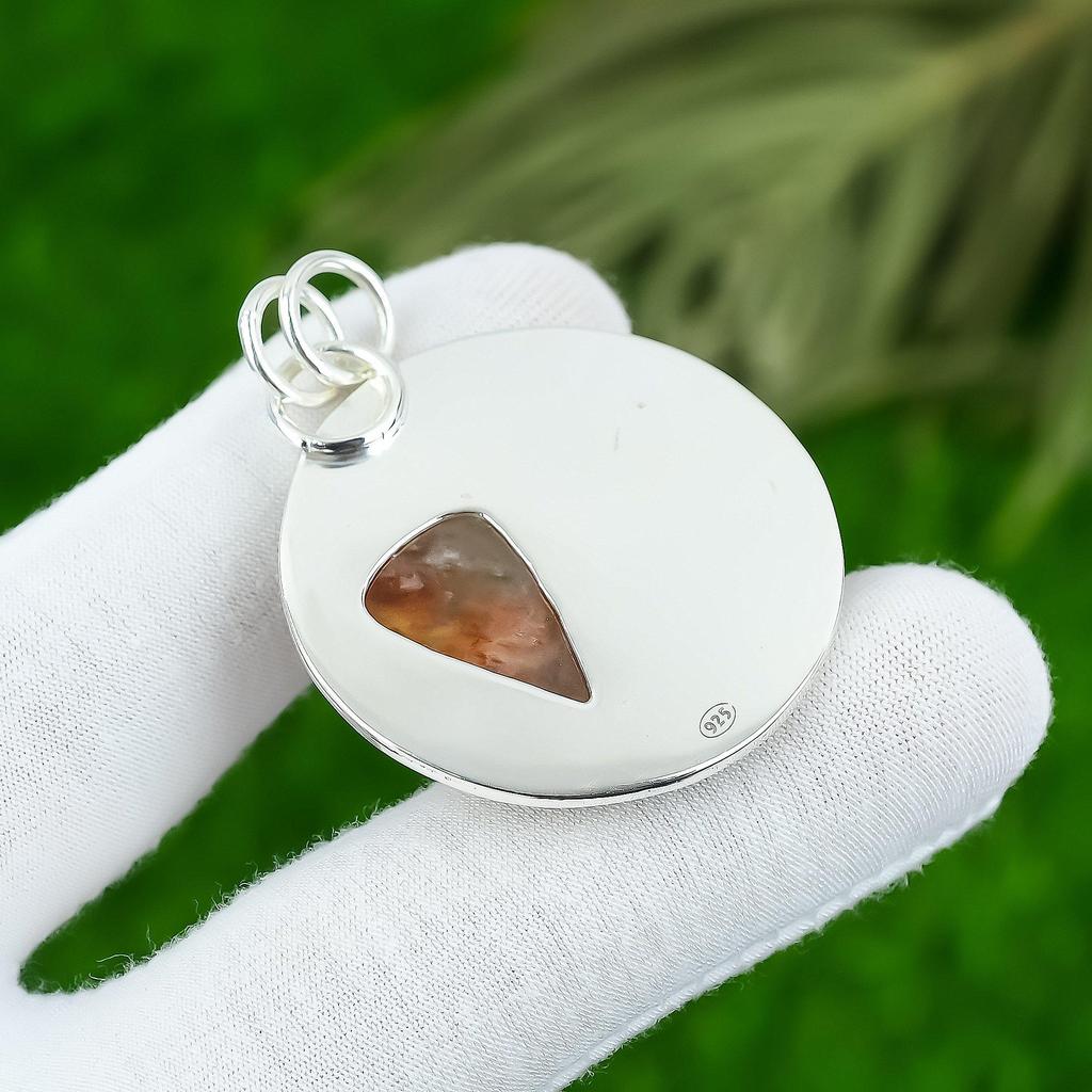 Natural Elestial Quartz Gemstone Pendant 925 Sterling Silver Jewelry For Women