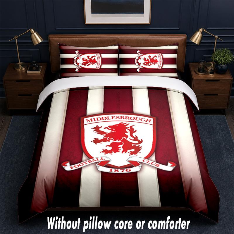 Middlesbrough Design Bed Bedding Set 1 Duvet Cover + 2 Pillowcases Soft Breathable Household Bed Linens