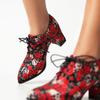 В/Женские туфли на высоком каблуке, туфли на одной платформе, с модными принтами, на толстом каблуке, на большой шнуровке, на низком каблуке, всесезонная обувь.