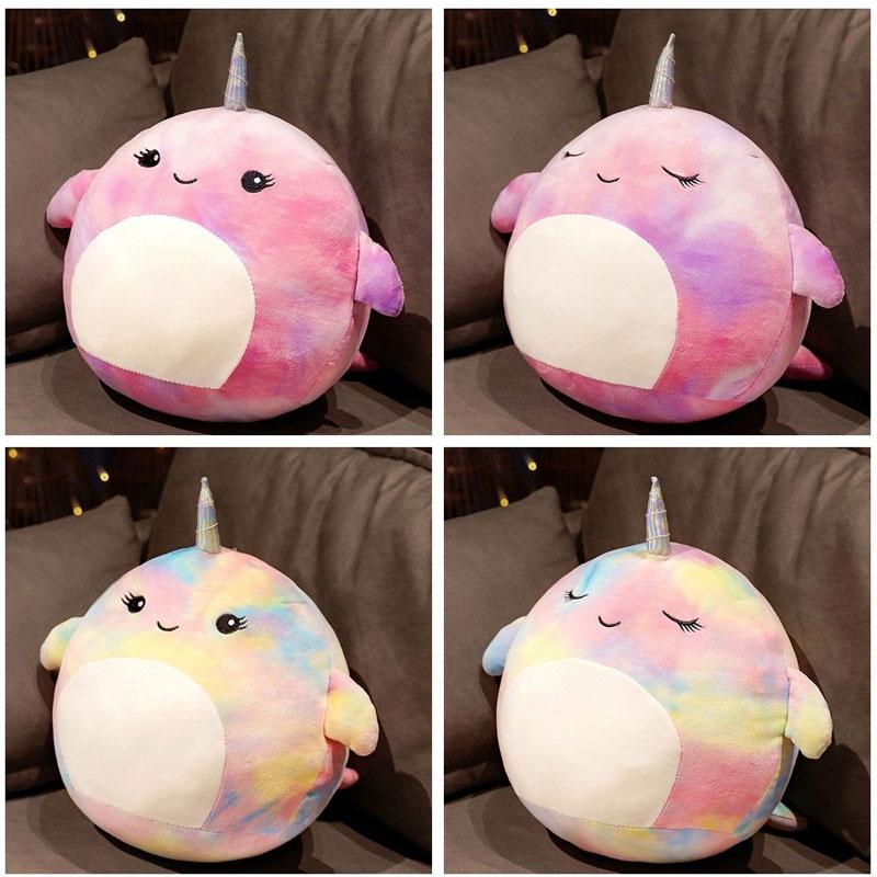 Squishmallow Мультяшная Подушка-Кит Плюшевая Игрушка Коллекционная Из Эластичного Кристального Вельвета Фиолетовая/лавандовая Маленький/большой Размер Набивка ПП Хлопком