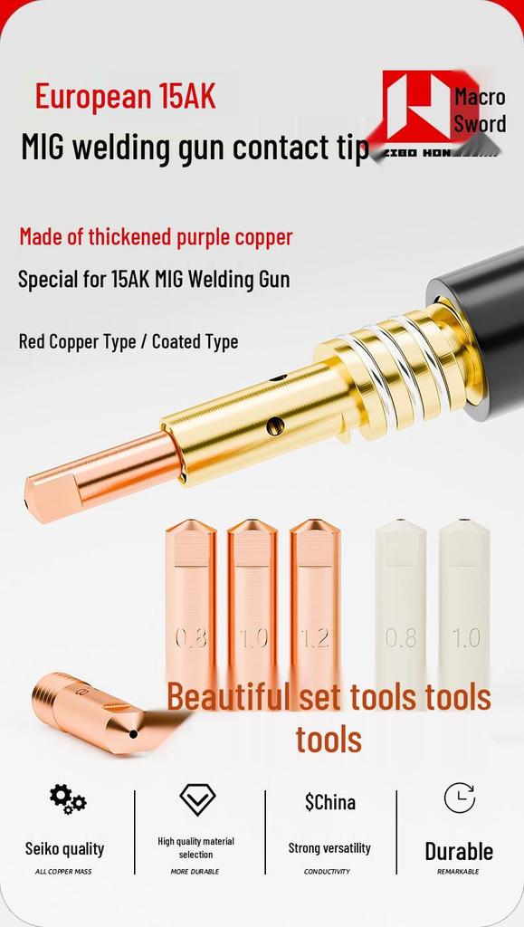 15AK Euro Style Copper-Plated Contact Tip for Gas/No-Gas MIG Welders