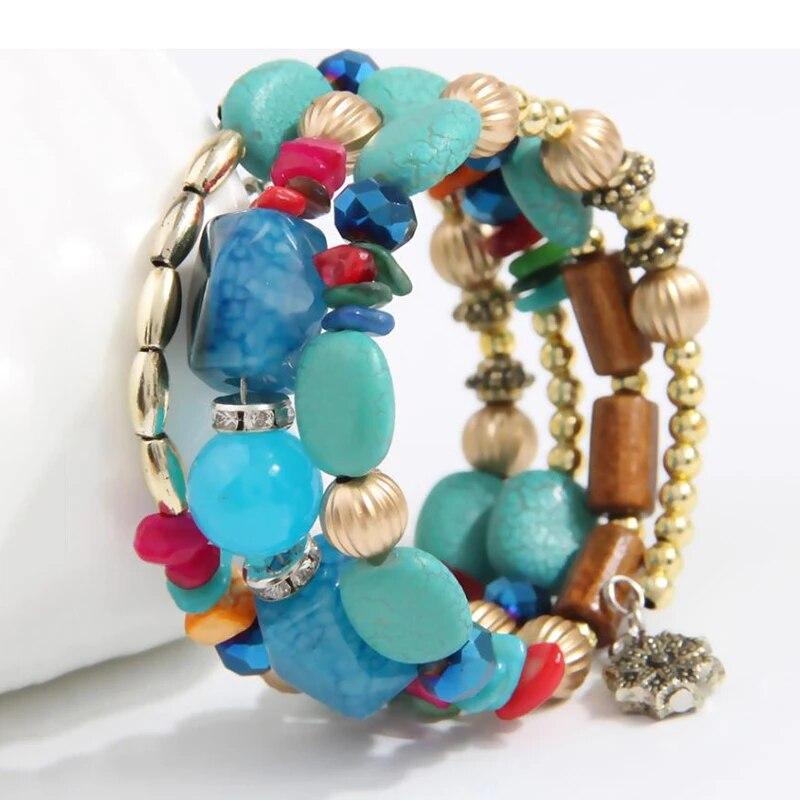 3 шт., богемные очаровательные браслеты из бисера, набор для женщин, винтажные бусины ручной работы из сплава, браслет-цепочка, браслеты, женские вечерние украшения в стиле бохо