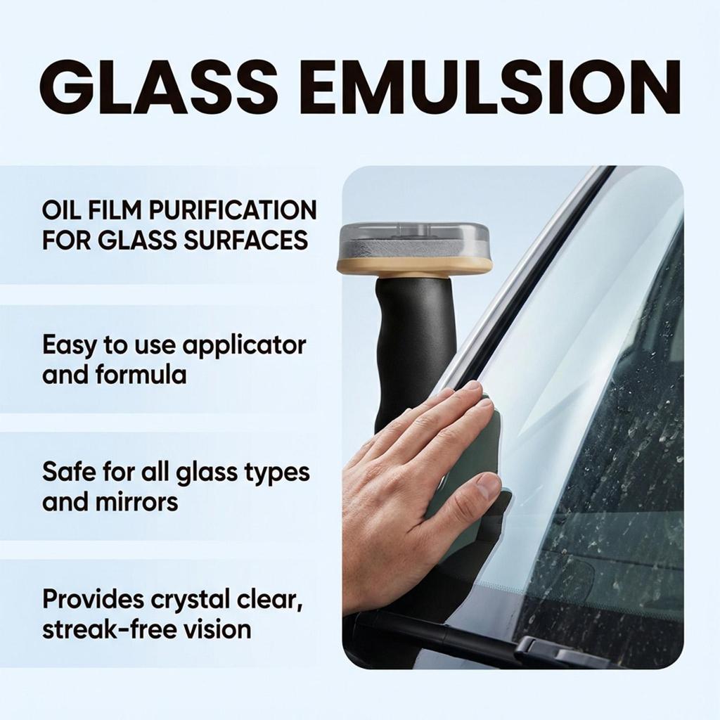 AMZ Car Windshield Oil Film Cleaner Spray Removes Grease And Grime For Front Rear Side Windows And Mirrors Restores Clear Visibility 100g