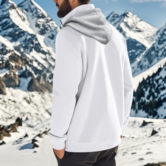 Осень-зима Мужская толстовка с капюшоном на молнии со свободными эластичными манжетами Теплый пуловер средней длины в стиле хип-хоп Однотонный топ для занятий спортом на каждый день