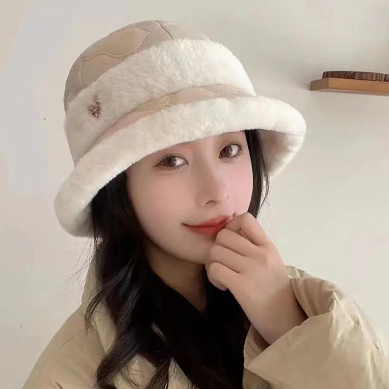 WTEMPO Зимняя утолщенная теплая плюшевая шапка-ведро для женщин, ветрозащитная, морозостойкая, с защитой от ушей и диким краем