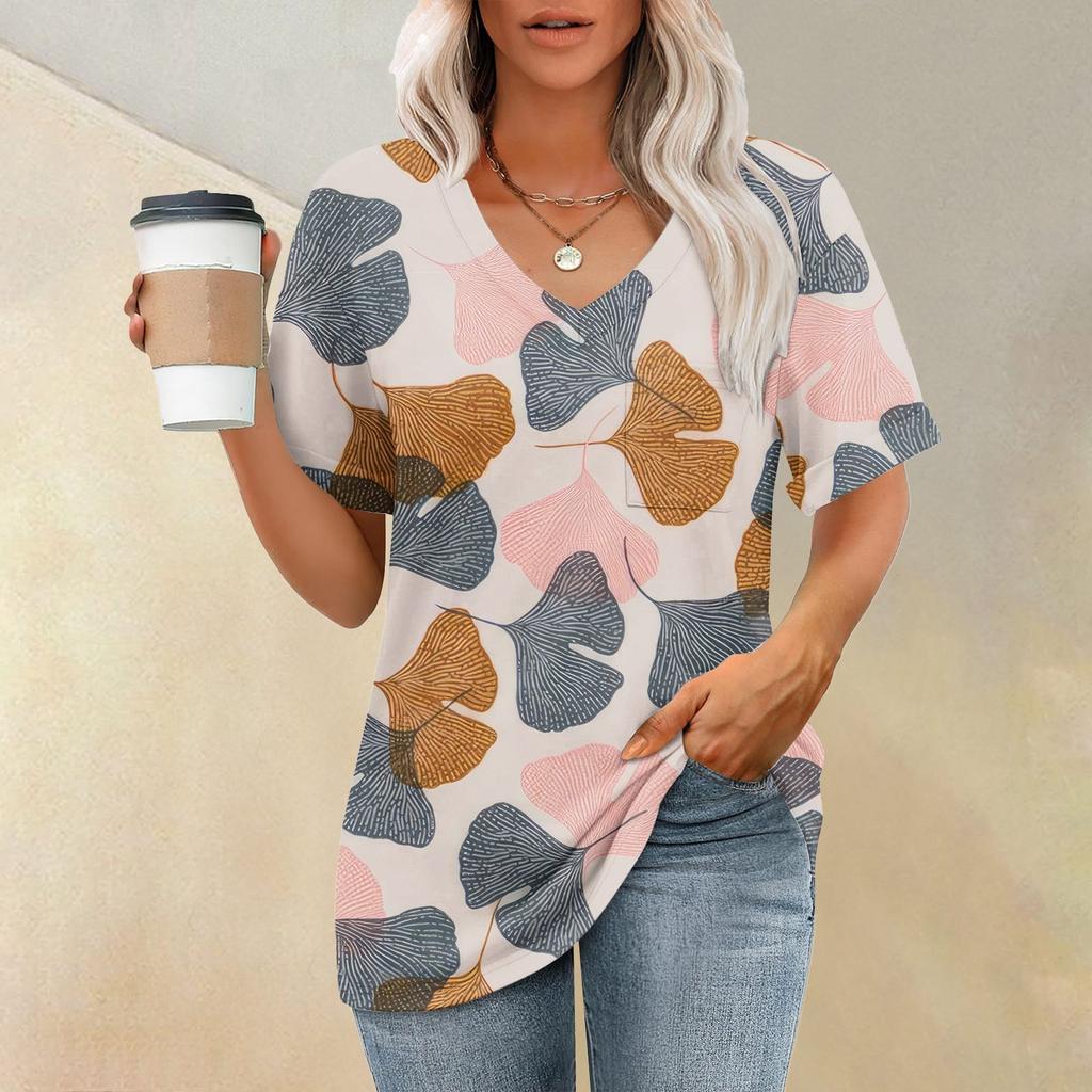 Женские футболки с V-образным вырезом и коротким рукавом, летние топы, повседневные базовые футболки, модные