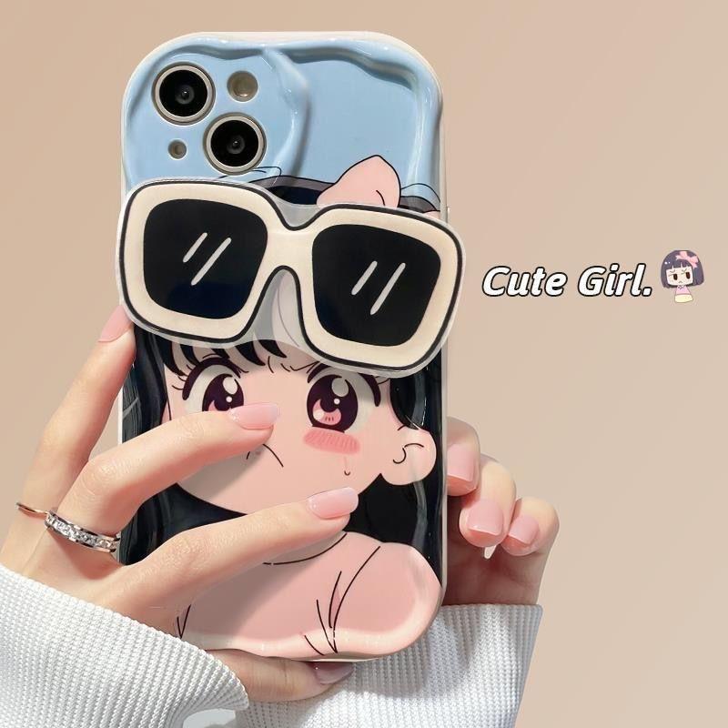 Шикарный чехол для солнцезащитных очков для девочек с держателем Tok Wave для телефона Vivo V25E V21E V23 V27 Pro Y27 Y17S Y35 Y22 Y21S Y16 Y72 Y53S Y33S Y78