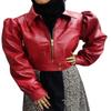 Noora Women Lambskin Shiny Red Leather Jacket | CROPPED Motor Biker Jacket | Beautiful Look With Zipper