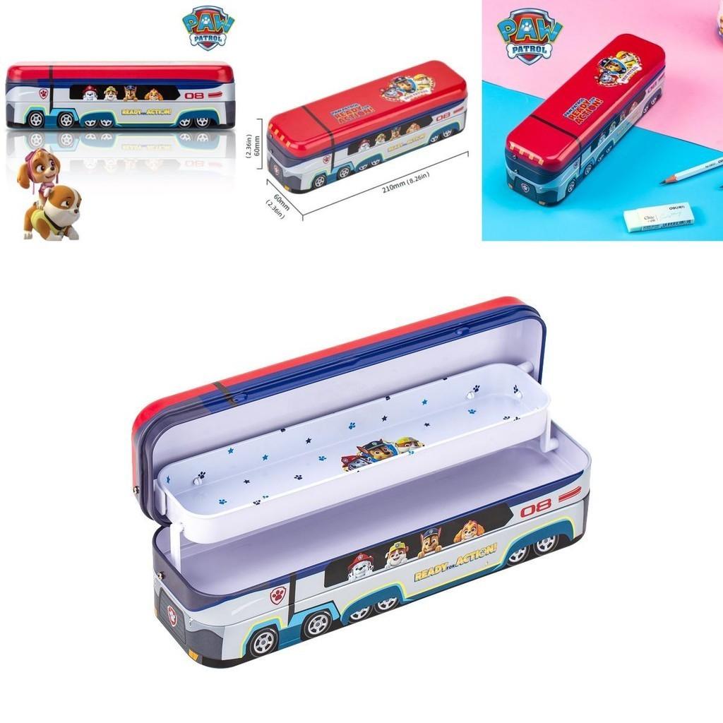 Bus Patrol Paw Pencil Box Metal Iron Creative Student Pencil Stationary Case