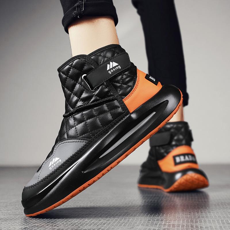 Модные ботильоны из черной кожи, мужская спортивная обувь, осень-зима, удобные, высокие, повседневные, модные, на платформе, мужские, с круглым носком