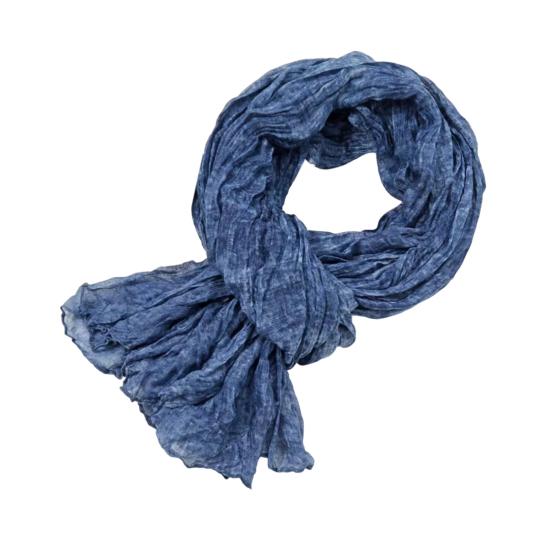 Women Scarf Solid Color Pleated Design Versatile Long Scarf Retro Style Versatile Comfortable Cotton Linen Shawl