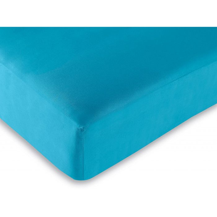 Drap housse 57 fils/cm² toutes dimensions - Turquoise - 160 x 200 cm