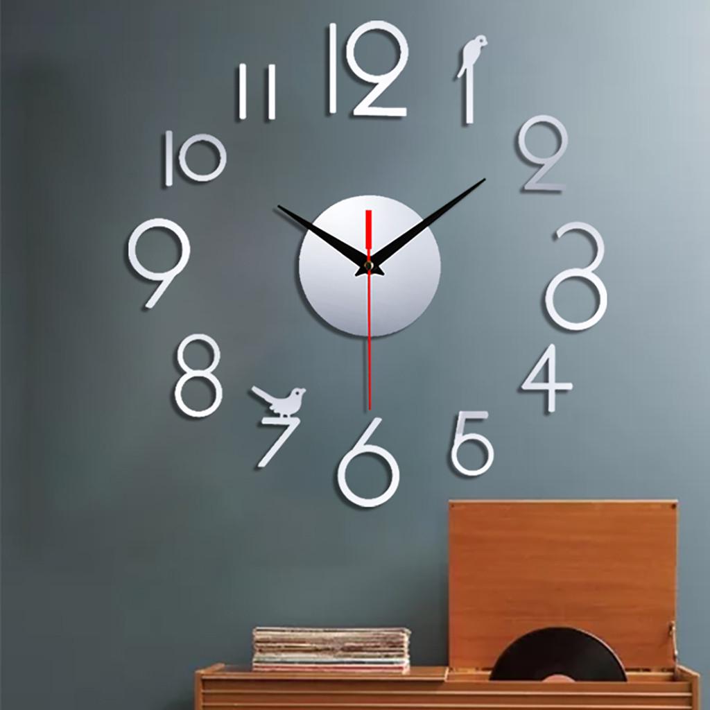 Бескаркасные настенные бесшумные часы DIY 3D стикер с зеркальной поверхностью Домашний декор
