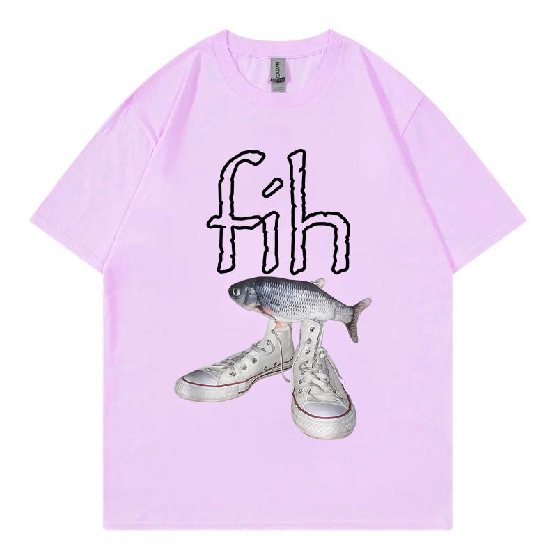 New Style Hot Sale Fih Shoes Graphic T Shirts Funny Misspelled Fish Meme Tshirts Men Women Casual Fashion Short Sleeve Tshirt