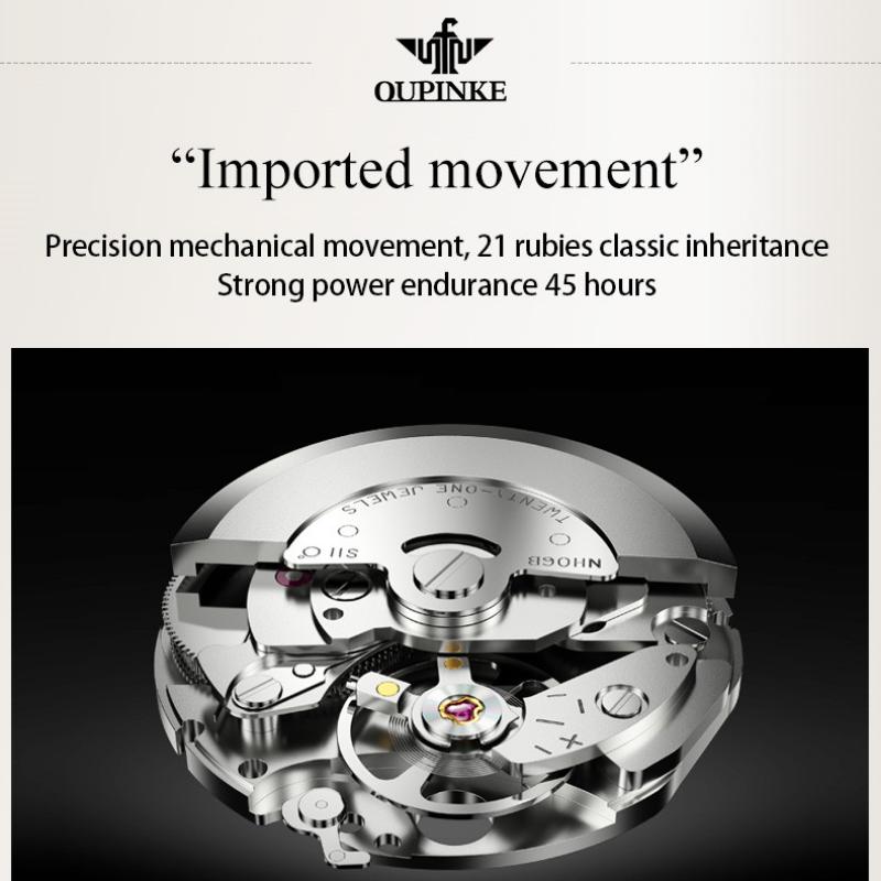 OUPINKE Новые женские часы для бизнеса и отдыха, полностью автоматические механические часы, простые модные женские часы высокого класса