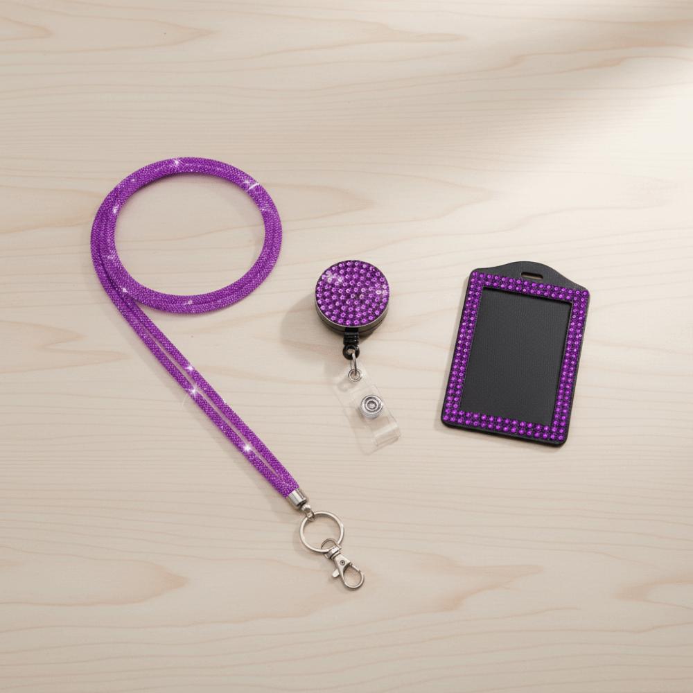 Retractable Lanyard Shiny Finish Badge Reel Bling ID Holder Keychain Hospital Setting