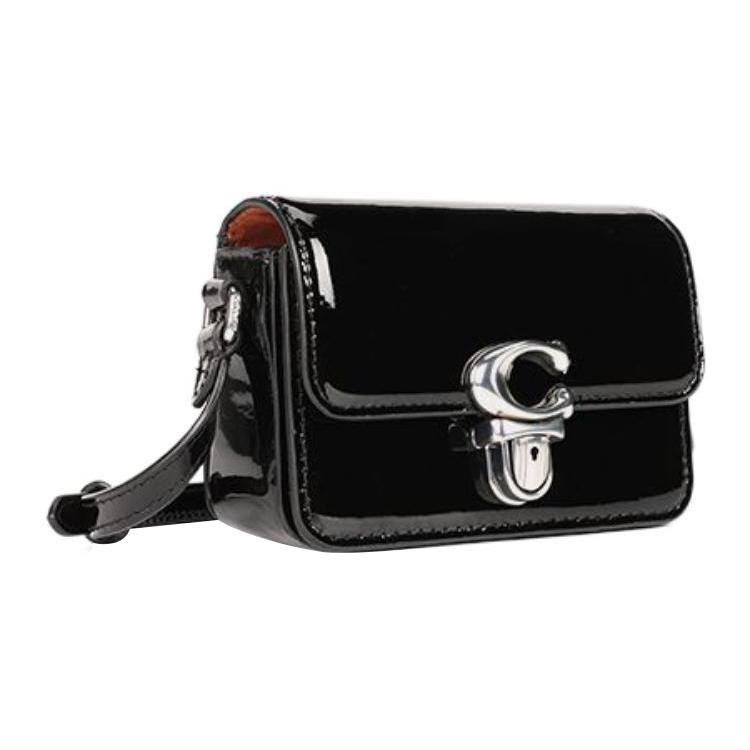 New COACH Studio Lacquered Finish Cow Leather Shoulder Bag, Crossbody Bag Mini Women's Black CE762-LHBLK