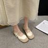 Flat Bottom Mary Jane Single Shoes Women's 2024 Summer New Casual Yuantong Shallow Mouth Single Shoes Retro Soft Sole Doudou Shoes Women