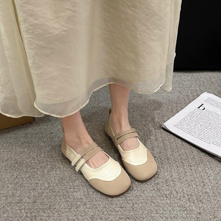Flat Bottom Mary Jane Single Shoes Women's 2024 Summer New Casual Yuantong Shallow Mouth Single Shoes Retro Soft Sole Doudou Shoes Women