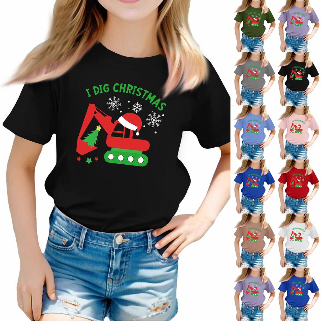 Christmas Day Toddler Girl Boy T-Shirts Kids Top Boys And Girls Printed Short Sleeved T-shirt