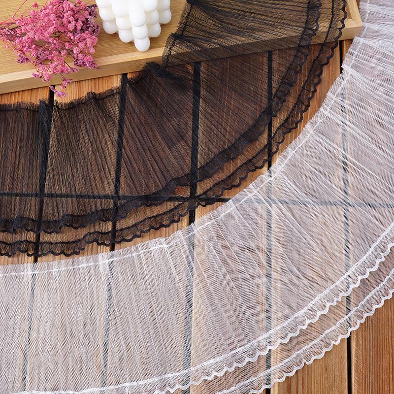 16CM Wide Double Layers Chiffon Mesh Pleated Fabric Fringe Ribbon Lace Trim Curtain Dress Hemline Sewing DIY Crafts Materials