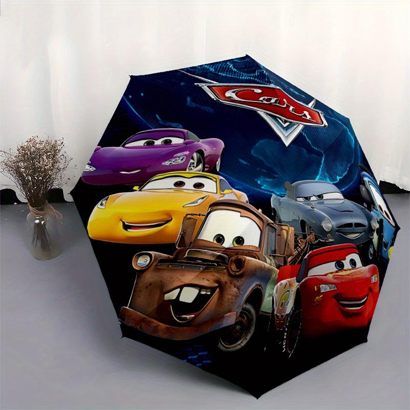 1pc Cars Movie Characters Auto Open Close Umbrella, Portable 3-Fold Design, 8-Rib Iron Frame Outdoor Umbrella, Festival Gift for Fans, Trave