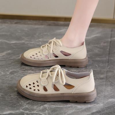 CRLAYDK 2024 Новые женские сандалии Удобные закрытые летние повседневные бохо-пляжные туфли на шнуровке