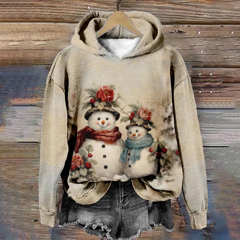 Женская толстовка с капюшоном Kawaii Snowman Pullover в рождественском стиле, модная толстовка Harajuku с длинным рукавом, уличная одежда