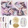 1box Imitation Curved Tube Bracelet Making Kit Including Acrylic & Brass Spacer Beads Elastic Thread Mixed Color Beads: 250pcs/box