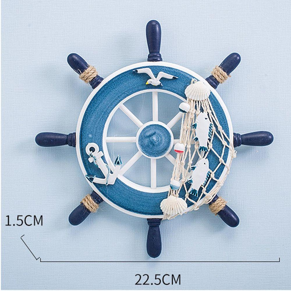 Net Beach Home Decoration Crafts Wooden Boat Wall Decor Ship Steering Wheel Hanging Decoration