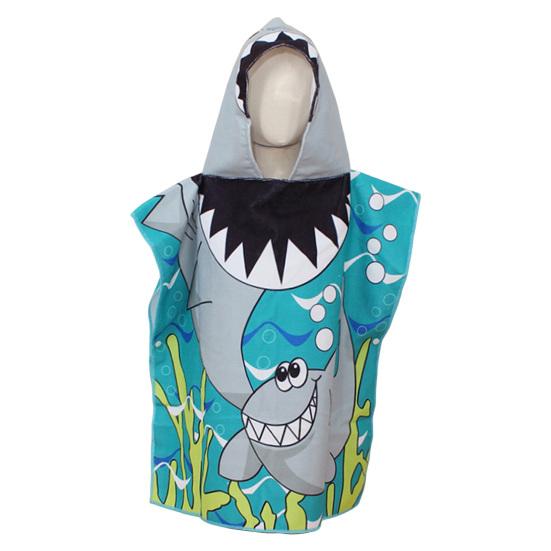 Children Bath Towel Cartoon Printing Kids Beadch Hooded Bath Wrap Poncho Quick-drying