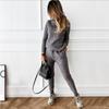 Women's Solid Color Sweater Set Fashion Casual Thread Turtleneck Pullovers Elastic Trousers Knitted Two Piece Sets Autumn Winter