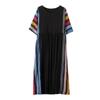 Short Sleeve Plus Size Cotton Women Casual Loose Long Dress