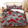 3D Skull Head Pattern Fashion Home Bedding Single Double Bed Full Size Pillowcase and Quilt Cover 2/3 Pieces of Microfiber Home Decoration