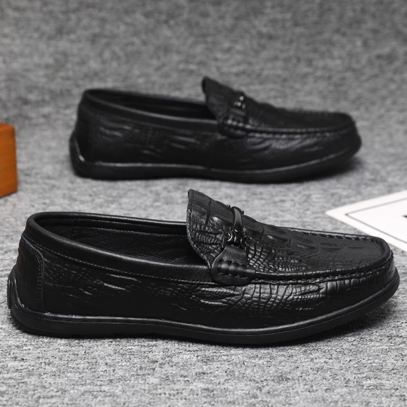 Кожаная обувь с узором крокодила, деловая повседневная, ленивая обувь, легкие мокасины, повседневная мода, мужская кожаная обувь