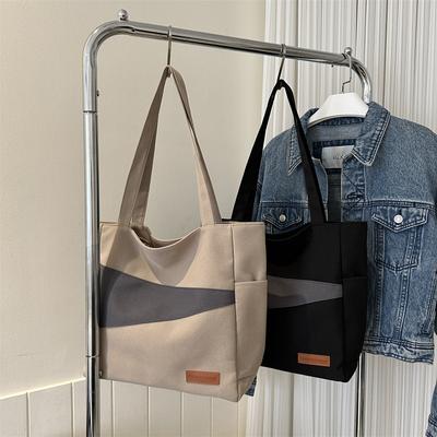 Ins стиль однотонная универсальная ручная сумка сумка через плечо для студенток колледжа сумка для поездок на работу большая вместимость холщовая сумка-тоут женская