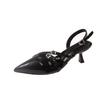 Black sexy word with bag head sandals women's 2024 summer new kitten heel buckle pointed high heel cool slippers