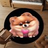 1PC Pomeranian Heart Cute Round Chair mat Area Rug - Non-Slip, Floor Mat for Office, Bedroom, home decor Christmas Gift c0528107