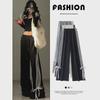 Women's Black Bow Sweet Cool Sweatpants, Spring/Summer 2024 Casual Straight Wide-Leg Sports Pants (Small Size)