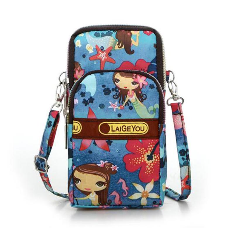 Sports Flower Print Bag for Cell Phone Shoulder Bag with Slant Neck Strap Running Backpack with Mobile MIT