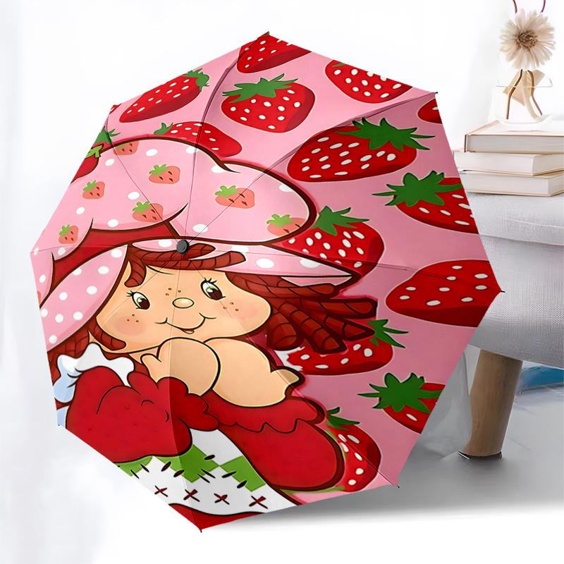 Strawberry Shortcake Inspired Auto Open Close Umbrella Foldable 3 Tier Design with 8 Bone Iron Frame,Perfect for and Festive Gifts0104067