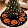 Christmas Tree Skirt Black White Bat Print Round Xmas Tree Mat Gothic Halloween Winter Holiday Home Party Decor Rug