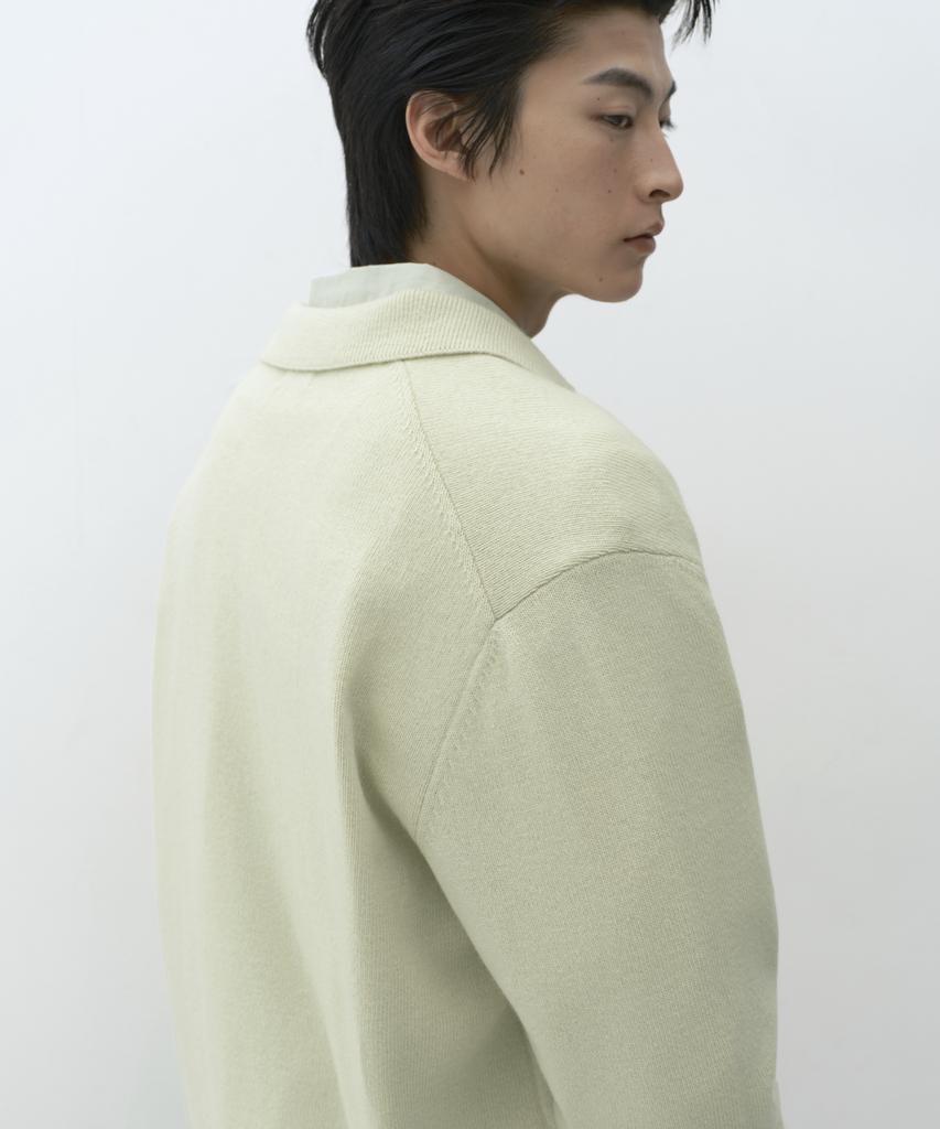 MUSINSA STANDARD [Victoria Wool] Slit Neck Collared Knit [Pale Green]