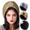 Headscarf Hat with Fancy Pleats Rhinestones Retro Style Women Turban Hat 20s 30s Vintage Headpiece Hair Accessories