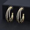 WWJ Brand Design C-образные серьги-кольца с кубическим цирконием золотого цвета