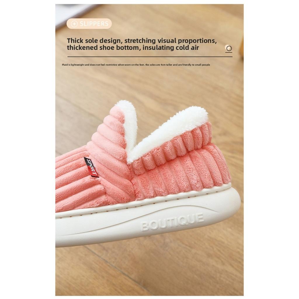 Женские уютные зимние тапочки с плюшевой подкладкой - Мягкие, теплые и дышащие, с отделкой из белого искусственного меха, Нескользящая подошва из ЭВА, Плотно прилегающие тапочки | Внешняя часть из рубчатой ткани