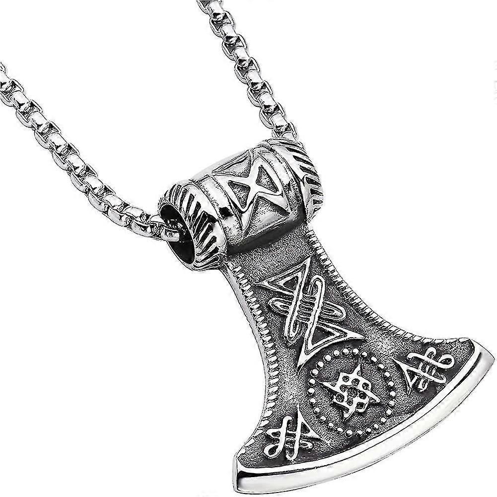 Jewelry Men's Necklace Punk Thor's Hammer Amulet Pendant Made Of Stainless Steel