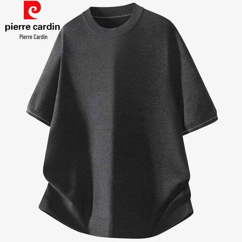 Pierre Cardin Мужская вязаная футболка с коротким рукавом из смеси шелка тутового дерева
