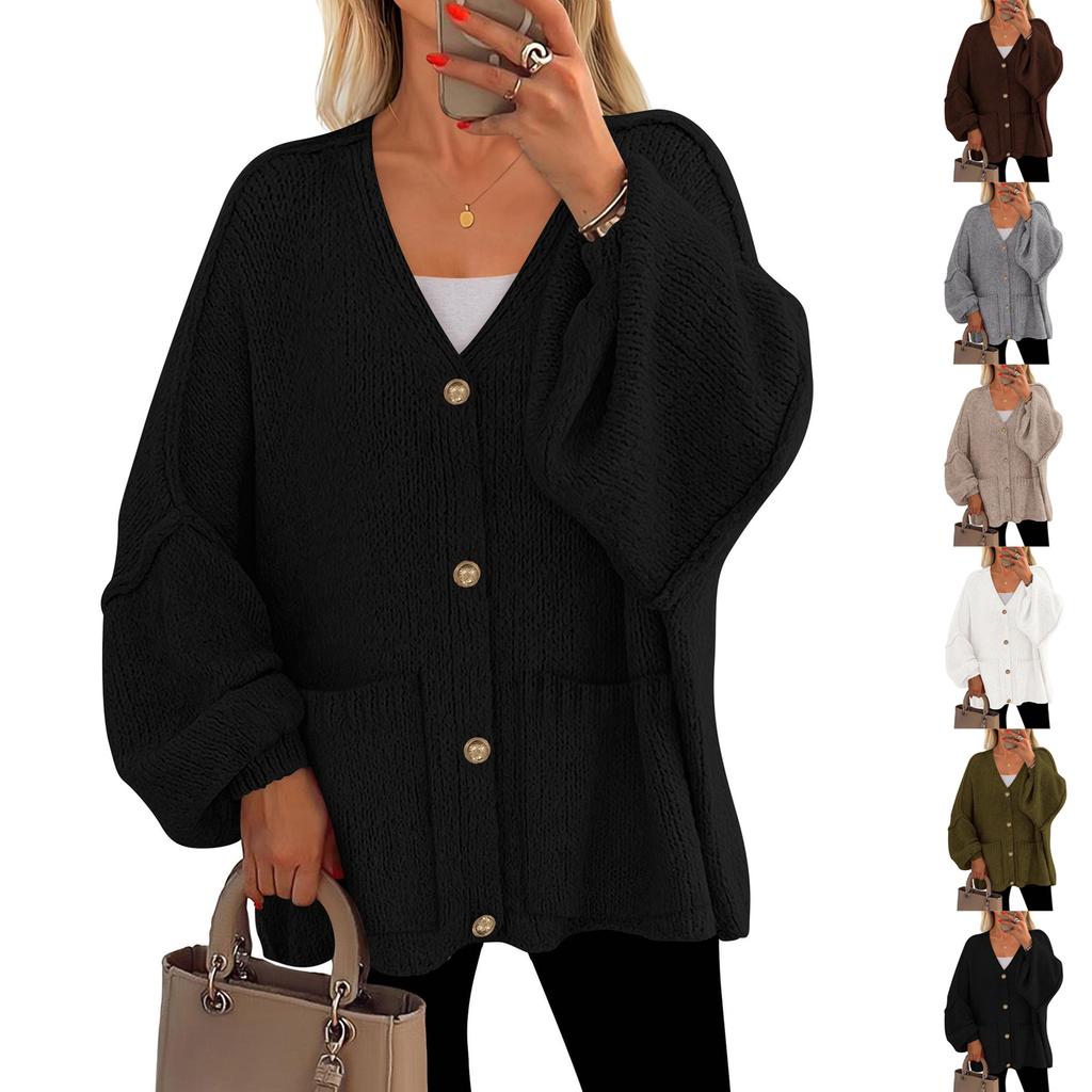 Sweaters For Women Button Long Sleeve Knit Sweater Coats With Pockets