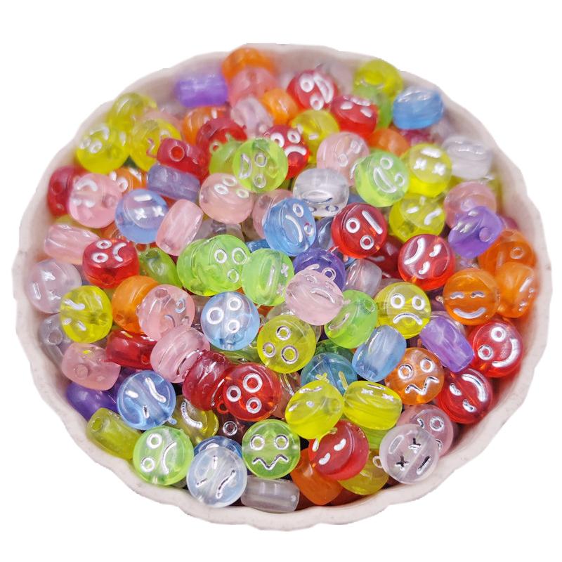 100 шт. карамельный цвет DIY акриловые круглые бусины милые улыбающиеся бусины с отверстием для изготовления ювелирных изделий